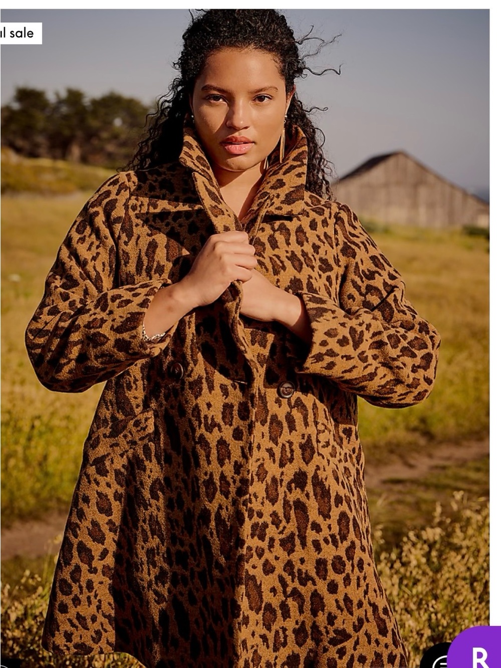 Lane Bryant Leopard Print Pea Coat - Brown/Black Sz 20 - Picture 13 of 15